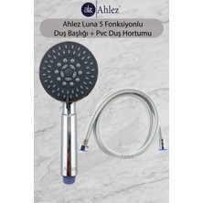 Ahlez Luna 5 Fonksiyonlu Duş Başlığı + Pvc Duş Hortumu Duş Takımı Duş Seti