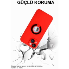 Kzy Apple iPhone 13 Pro Kapak Kamera Korumalı Standlı Logo Açık Yüzüklü Silikon Kılıf - Kırmızı - Siyah