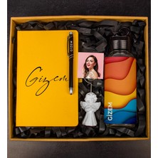 Ejoya Sarı Renkli Kişiye Tasarım Hediye Kutusu Şık Koruma Kılıfı ve Defter