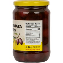 The Mill Gurme Siyah Kalamata Zeytin 730 gr Cam Kavanoz - Çekirdekli - Salamura - Yunanistan Peloponnese'deki Kalamata Bölgesi'nden - Oleik Asitce Zengin - Parlak ve Kırmızımsı Siyah Renk - Pastörize