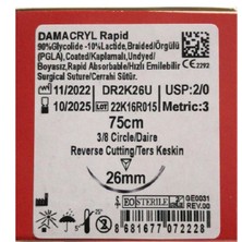 Yerli Pgla Cerrahi Hızlı Emilebilir Iplik Rapid 2/0 Ters Keskin Iğneli 3/8 Pga 12 Adet