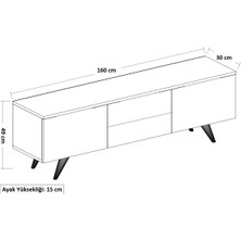 BMdekor Tv Sehpası Roma Atlantik Antrasit A01 160 cm