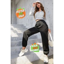 BSBSPOR Kışlık Kalın Şardonlu Oversize Jogger Eşofman Altı Kadın ve Erkek İçin Lastikli Paça