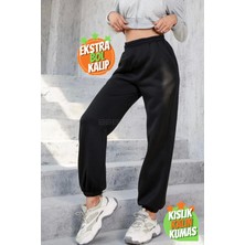 BSBSPOR Kışlık Kalın Şardonlu Oversize Paçası Lastikli Eşofman Altı Jogger