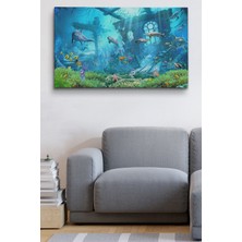 Doğal Tercih Su Altı Manzarası Yağlıboya Görünüm Dekoratif Kanvas Duvar Tablosu