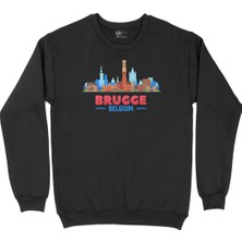 Cix Brugge Belçika Manzaralı Siyah Sweatshirt