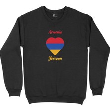 Cix Erivan Ermenistan Bayraklı Kalpli Siyah Sweatshirt