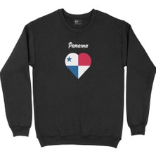 Cix Panama Bayraklı Kalpli Siyah Sweatshirt