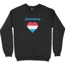 Cix Lüksemburg Bayraklı Kalpli Siyah Sweatshirt