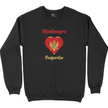 Cix Podgoritsa Karadağ Bayraklı Kalpli Siyah Sweatshirt