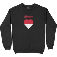 Cix Monako Bayraklı Kalpli Siyah Sweatshirt
