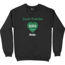 Cix Mekke Suudi Arabistan Bayraklı Kalpli Siyah Sweatshirt