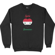 Cix Damascus Suriye Bayraklı Kalpli Siyah Sweatshirt