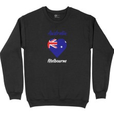 Cix Melbourne Avusturalya Bayraklı Kalpli Siyah Sweatshirt
