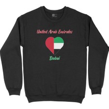Cix Dubai Bayraklı Kalpli Siyah Sweatshirt