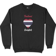 Cix Bangkok Tayland Bayraklı Kalpli Siyah Sweatshirt