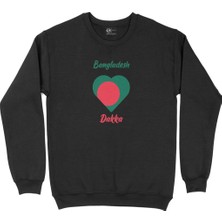Cix Dakka Bangladeş Bayraklı Kalpli Siyah Sweatshirt