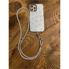 Trend Case Swarovski Taşlı Janjanlı Silver Gümüş Telefon Boyun Askısı Gümüş Taşlı Boyun Ipi