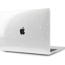 TEKNETSTORE Macbook Air 13 Inç M1 Çip A2337 Tam Uyumlu Alt Üst Kılıf + Klavye Kılıfı + Ekran Koruyucu Film Şeffaf Simli Kılıf