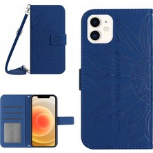 Xstep Case Apple Iphone 12 Mini 5.4 Inç HT04 Basılı Ayçiçeği Pu Deri Deri Touch Telefon Kılıfı Manyetik Kapatma Cüzdan Stand Kapağı Omuz Kayışı (Yurt Dışından)