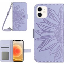 Xstep Case Apple Iphone 12 Mini 5.4 Inç HT04 Basılı Ayçiçeği Pu Deri Deri Touch Telefon Kılıfı Manyetik Kapatma Cüzdan Stand Kapağı Omuz Kayışı (Yurt Dışından)