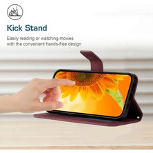 Xstep Case Apple Iphone 12 Mini 5.4 Inç HT04 Basılı Ayçiçeği Pu Deri Deri Touch Telefon Kılıfı Manyetik Kapatma Cüzdan Stand Kapağı Omuz Kayışı (Yurt Dışından)