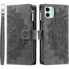 Xstep Case Apple Iphone 11 6.1 Inç Mandala Çiçek Baskılı Pu Deri Telefon Kapağı Birden Ferans Yuvası Ile Katlanabilir Stand Fermuar Cep Cüzdan Kılıfı (Yurt Dışından)