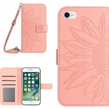Xstep Case Apple Iphone 7/8 4.7 Inç / Se (2020) / Se (2022) HT04 Cilt Touch Stand Deri Kılıf Baskılı Ayçiçeği Telefon Cüzdan Kapağı Omuz Kayışı Ile (Yurt Dışından)