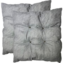 Vip Home Concept Dekoratif Pofidik Puf Sandalye Minderi  Kare 35X35X7 Cm-Gri(2 Adet)