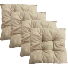Vip Home Concept Dekoratif Pofidik Puf Sandalye Minderi  Kare 35X35X7 Cm-Krem(4 Adet)