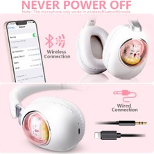 Happy World Shopping Rgb Kablosuz Kulaklık Sevimli Kedi Mic ile Bluetooth Kulaklık Taşınabilir Stereo Müzik iPhone iPad Kız Hediye Için Katlanabilir Gürültü Önleyici Kulaklık (Yurt Dışından)