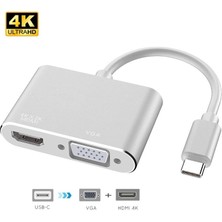 Temiz Pazar USB Type C To HDMI VGA 3.1 4K Çevirici Dönüştürücü Adaptör