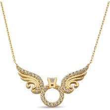 ÇGK KUYUMCULUK Kanatlı Tektaş Altın Kolye CGKKLY010