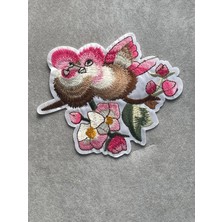 Gönülden Tasarım 13X11 cm Nakış Işleme Çiçek Kuş Yaprak Ütü Ile Yapışan Aplike Yama Arma