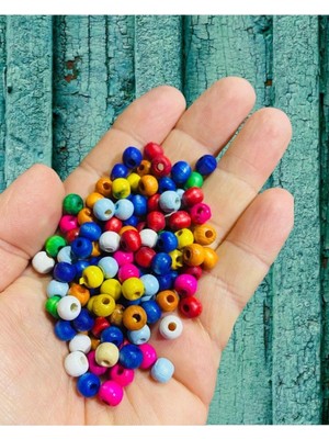 Selin 10 mm Karışık Renkli Ahşap Boncuk 100 gr ( Ort 250-310 adet )
