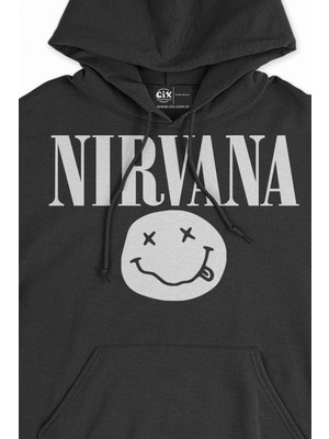 Cix Nirvana Sarı Tasarım Siyah Sweatshirt Hoodie