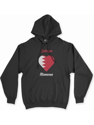 Cix Manama Bahreyn Bayraklı Kalpli Siyah Sweatshirt Hoodie