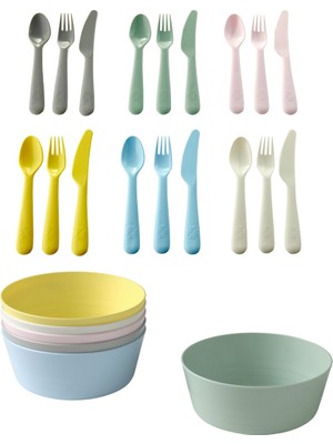 IKEA Kalas 18'li Çatal Bıçak Seti ve 6'lı Kase Seti Kalas