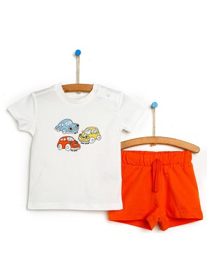 Hello Baby Hellobaby Basic Erkek Bebek Araba Baskılı Tshirt-Şort Erkek Bebek