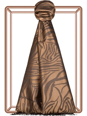 Ipekevi Zebra Jakar Desenli Ipek Şal 05139-SÜTLÜ Kahve