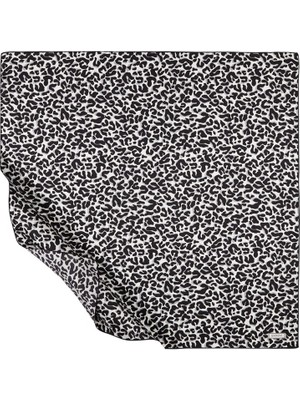 Ipekevi Leopar Desenli Ipek Eşarp 01164-SIYAH