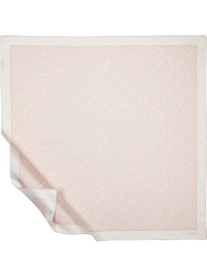 Ipekevi Typo Monogram Tivil Ipek Eşarp-Pudra Beyaz