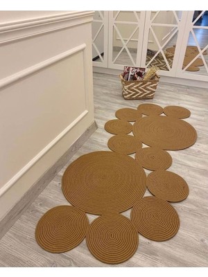 Evvemall Geometrik Jüt Hasır Yıkanabilir Salon Mutfak Balkon ve Bahçe Royal Serisi Jüt Kilim Jüt Halı 28