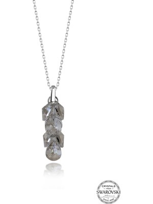 Swarovski Crystal Kadın Damla Salkım Gümüş Kolye