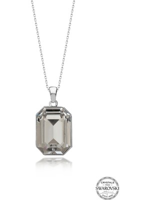 Swarovski Crystal Kadın Octagon Gümüş Kolye