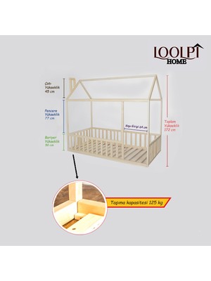 Loolpi Home Loolpi Home Montessori Bebek ve Çocuk Karyolası Unisex Doğal Ahşap Yatak