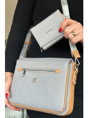 Just Polo Kadın 3 Bölmeli Ayarlanabilir Uzun Askılı Postacı Çanta ve Cüzdan Kombini