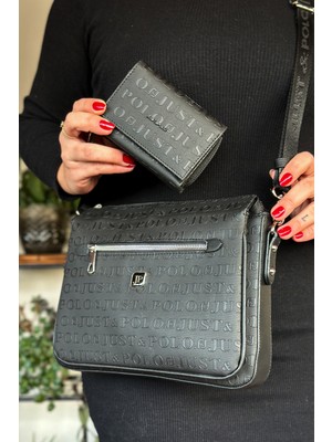 Just Polo Kadın 3 Bölmeli Ayarlanabilir Uzun Askılı Postacı Çanta ve Cüzdan Kombini