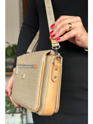 Just Polo Kadın 3 Bölmeli Ayarlanabilir Uzun Askılı Postacı Çanta ve Cüzdan Kombini