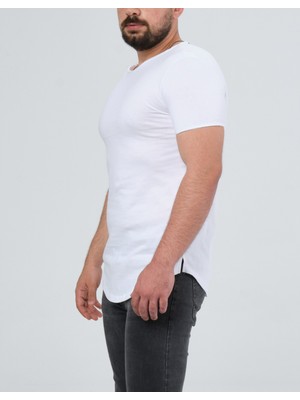 The One Erkek Pis Yaka Oval Kesim Pamuklu Slimfit Basic T-Shirt